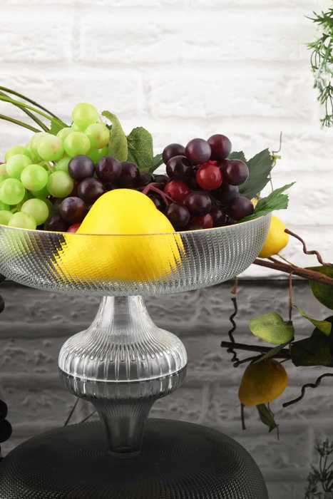 Hermia Damla 1AKAY24 Plato de frutas de vidrio transparente Hermia Damla 1AKAY24 Plato de frutas de vidrio transparente